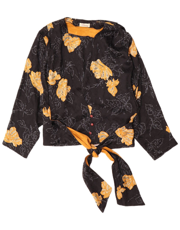 Blusa feminina Arianna IT 50 XL preta floral seda