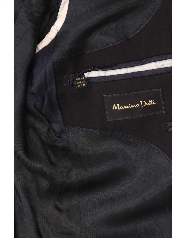 Jaqueta blazer masculina Massimo Dutti com 2 botões EU 48 lã preta média