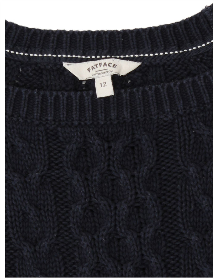 Suéter feminino Fat Face com gola canoa Reino Unido 12 azul marinho médio