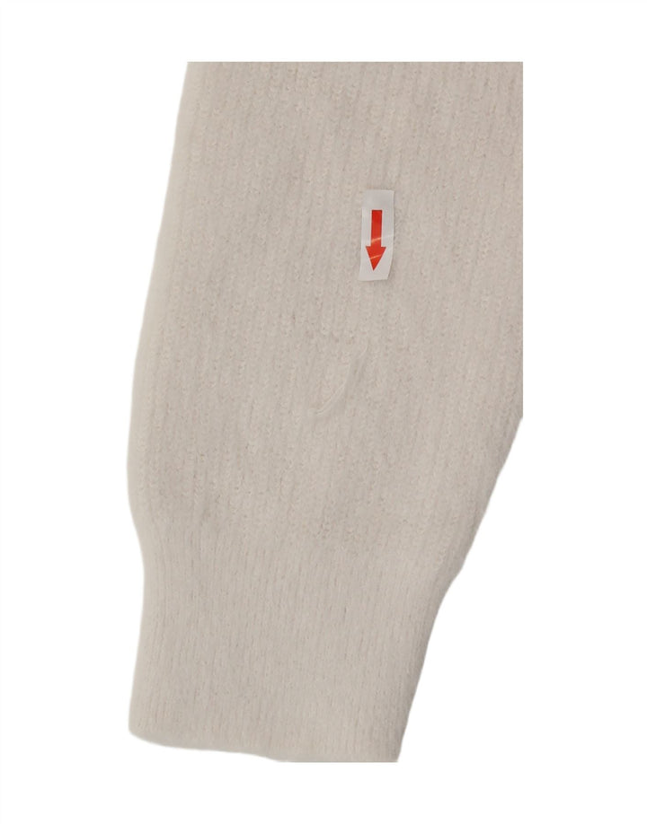 Suéter feminino Zara com decote em V UK 10 pequeno poliéster branco