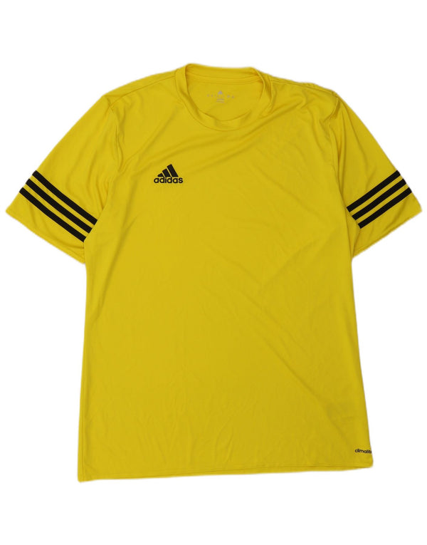 ADIDAS Mens Climalite T-Shirt Top Grande Poliéster Amarelo