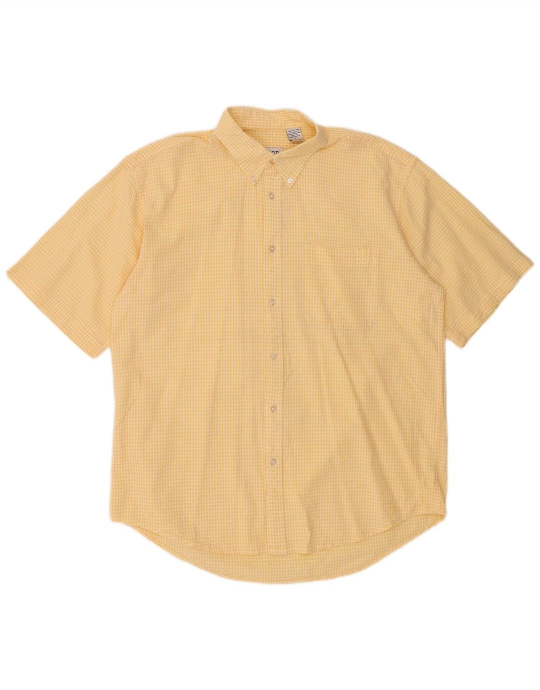 Camisa masculina de manga curta IZOD grande algodão guingão amarelo