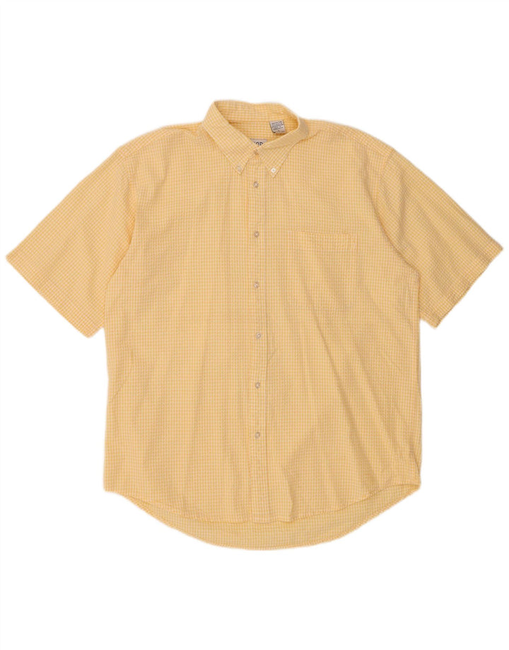 Camisa masculina de manga curta IZOD grande algodão guingão amarelo