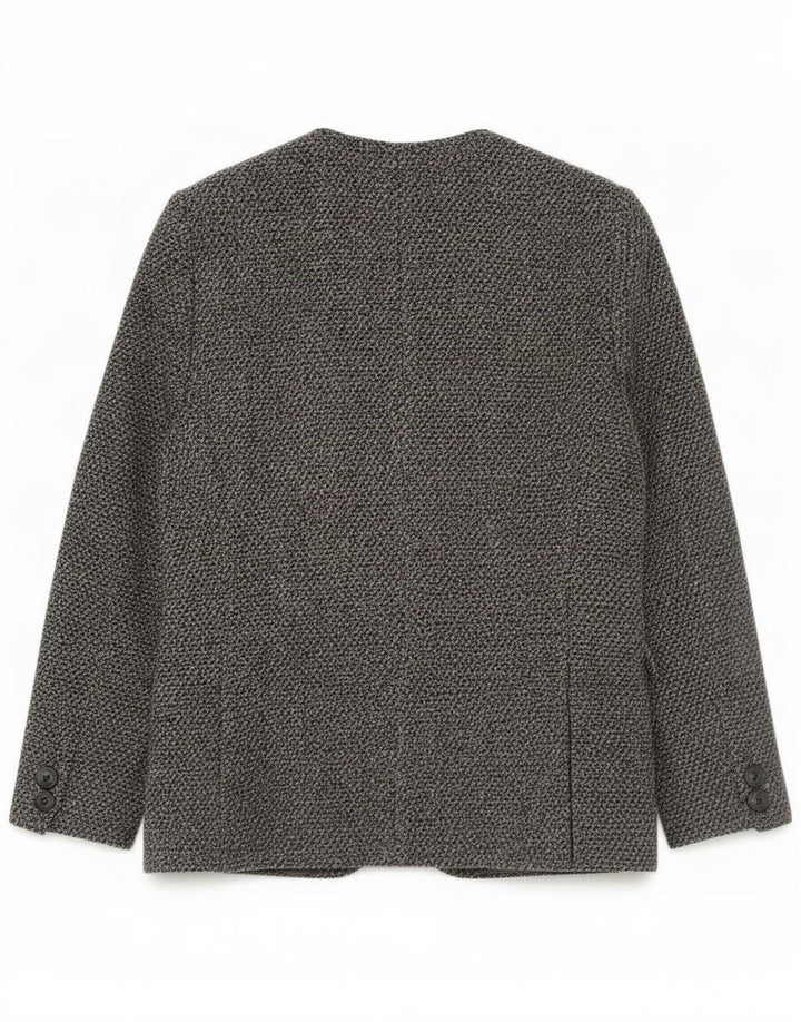 Jaqueta blazer feminina vintage de 3 botões Reino Unido 14 Lã cinza grande