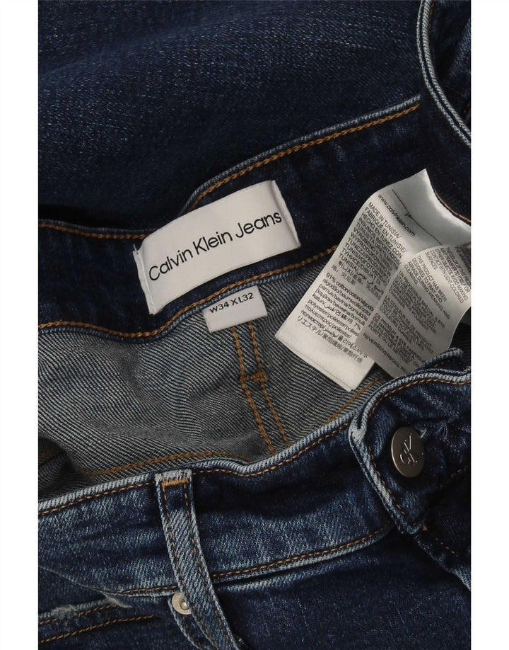 Calvin Klein Masculino Slim Jeans W34 L32 Azul Algodão