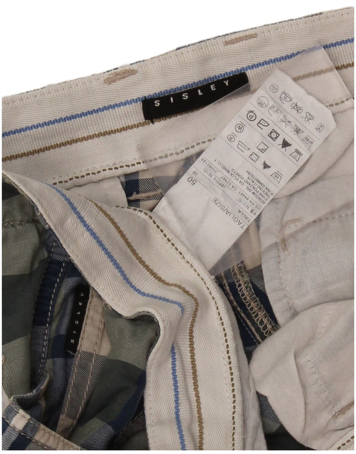 Shorts cargo masculino Sisley IT 50 grande W36 algodão xadrez multicolorido