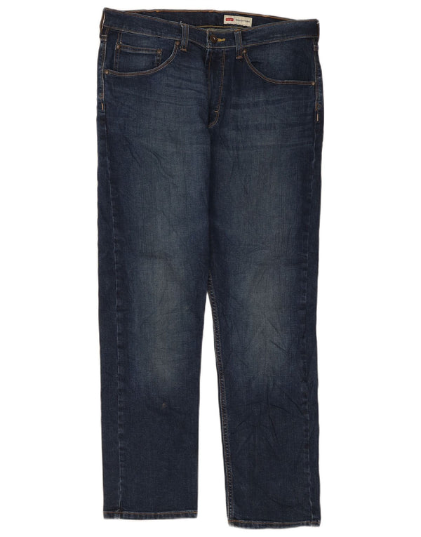 Wrangler Mens Regular Tapered Jeans W34 L30 Azul Marinho Algodão