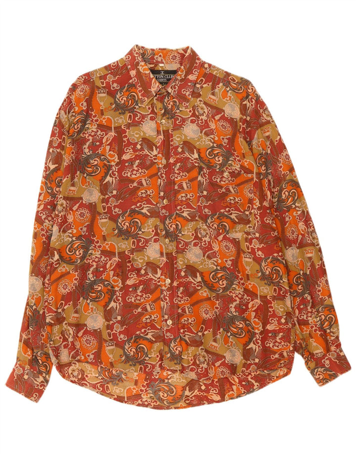 Camisa masculina Cotton Club de viscose floral marrom médio
