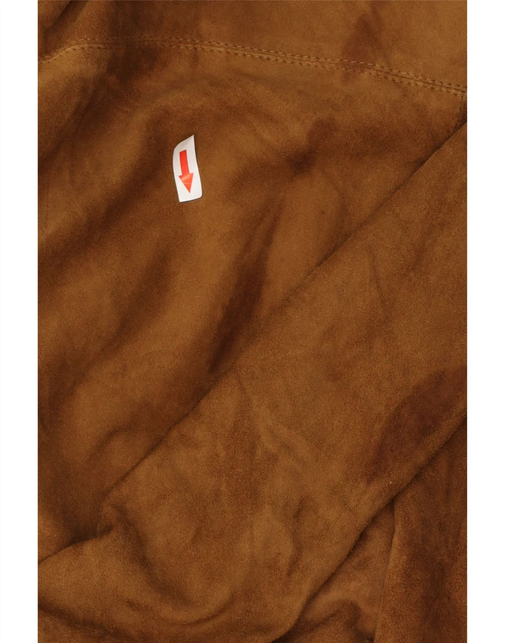 Jaqueta blazer feminina VINTAGE de camurça com 3 botões Reino Unido 16 grande marrom