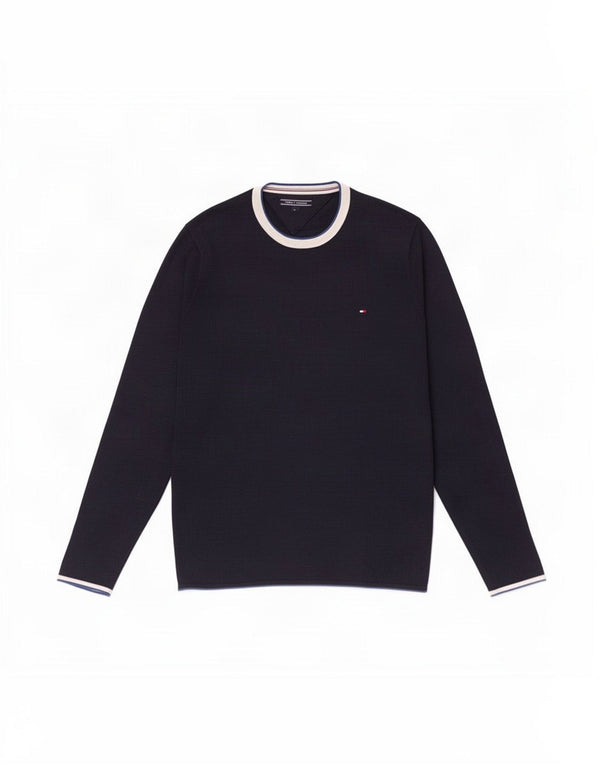 Tommy Hilfiger Top masculino de manga comprida grande bloco colorido azul marinho