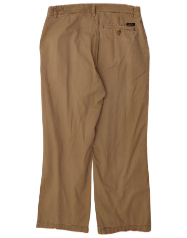 Calça chino reta masculina Marks & Spencer W34 L29 algodão bege