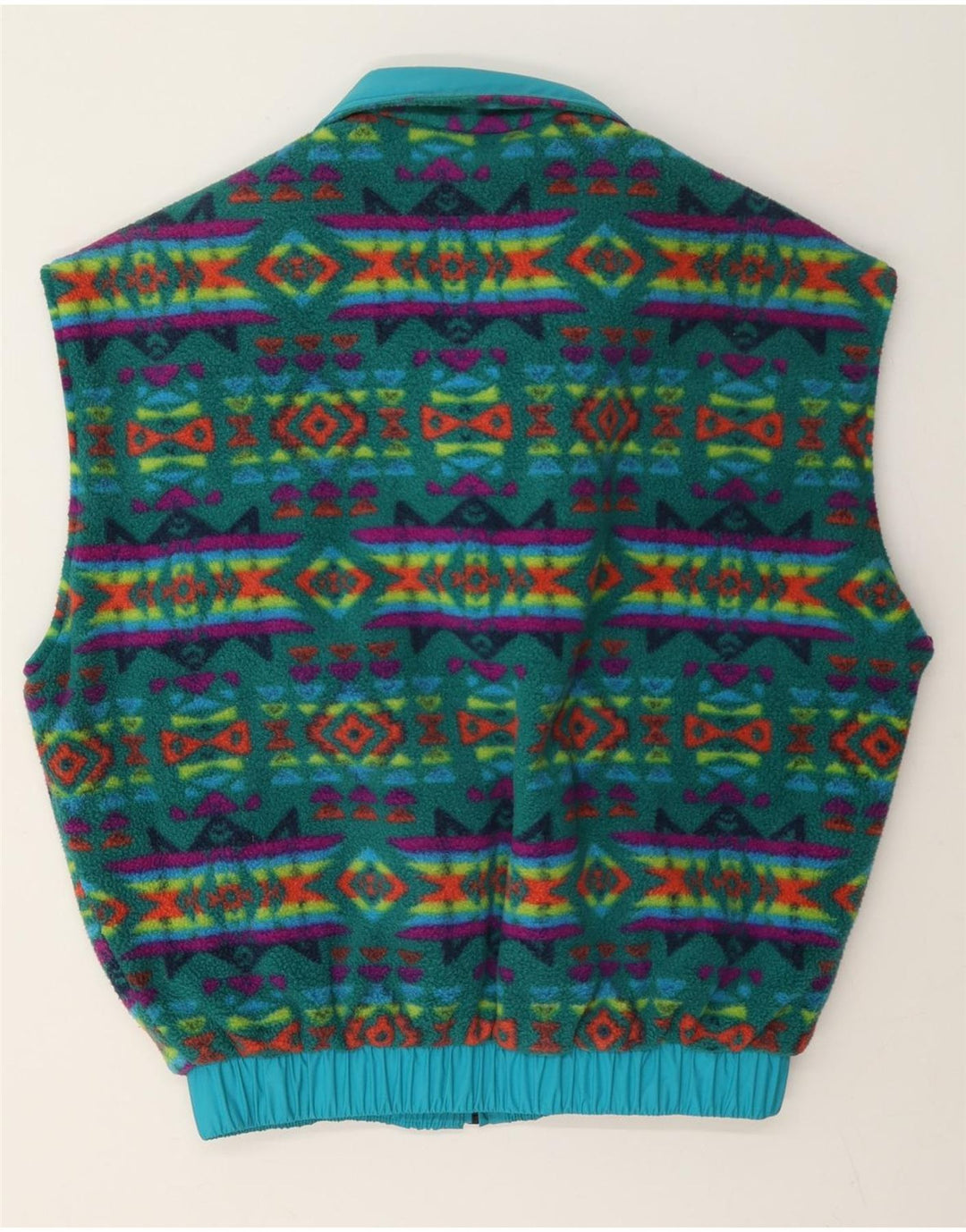 Aesse Mens Loose Fit Reversível Gilet UK 38 Poliamida Geométrica Azul Médio