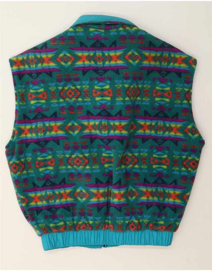 Aesse Mens Loose Fit Reversível Gilet UK 38 Poliamida Geométrica Azul Médio