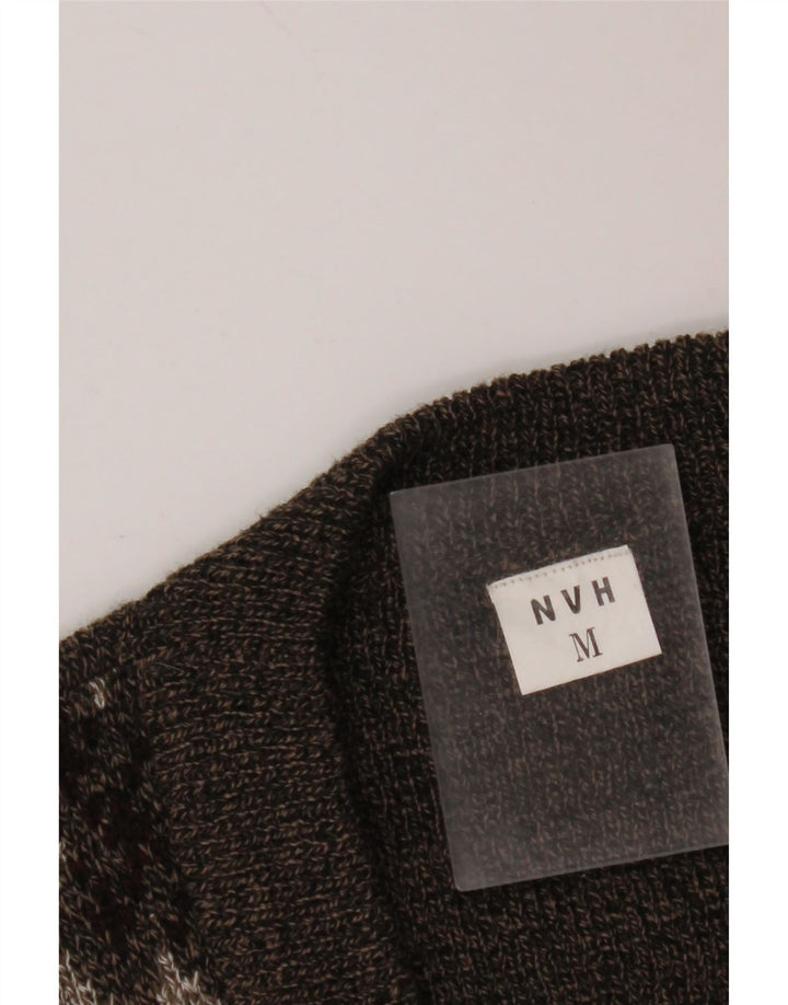 Suéter cardigã masculino sem mangas VINTAGE marrom médio Fair Isle