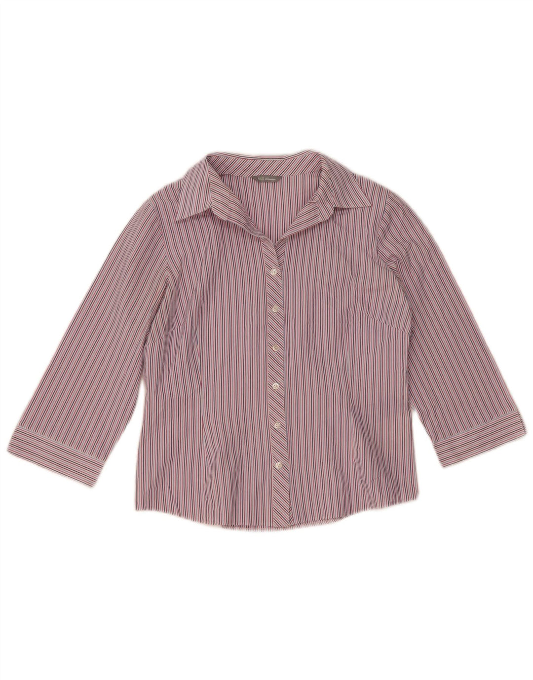 Camisa feminina de manga 3/4 da Marks & Spencer Reino Unido 12 listrada média multicolorida