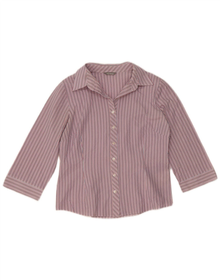 Camisa feminina de manga 3/4 da Marks & Spencer Reino Unido 12 listrada média multicolorida