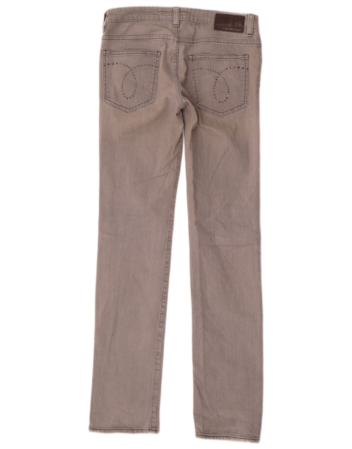 Calça jeans reta feminina CALVIN KLEIN W28 L33 algodão cinza