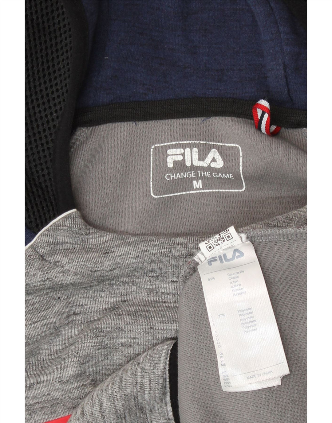 Fila Mens Graphic Hoodie Jumper Médio Cinza Colourblock Algodão
