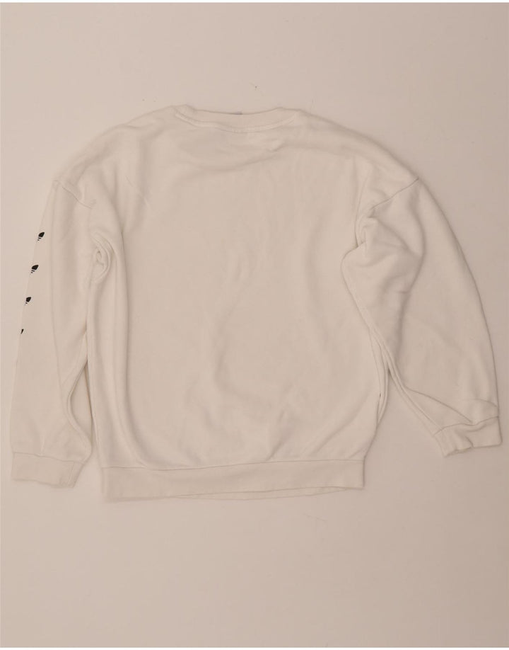 ADIDAS Womens Oversized Graphic Sweatshirt Jumper Reino Unido 8 Pequeno Algodão Branco