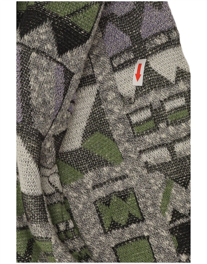 Suéter cardigã masculino VINTAGE 2XL geométrico multicolorido