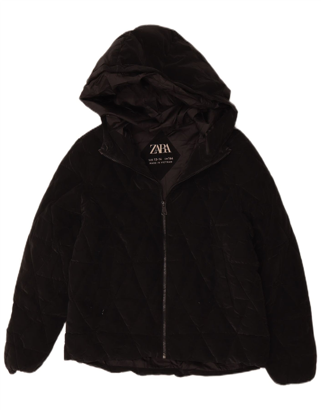Zara Jaqueta acolchoada com capuz para meninas 13-14 anos preta