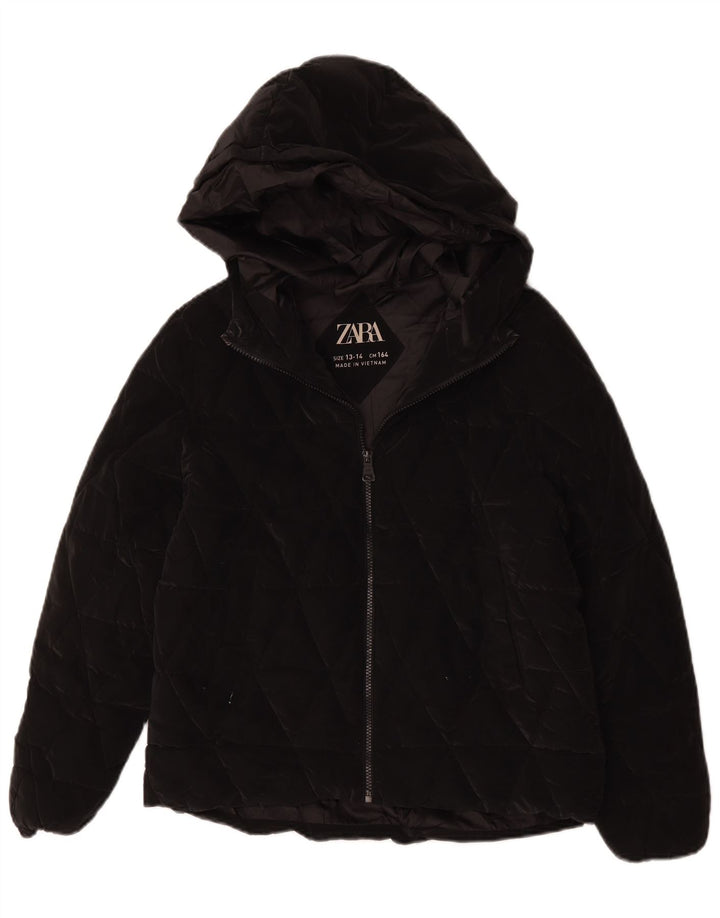Zara Jaqueta acolchoada com capuz para meninas 13-14 anos preta
