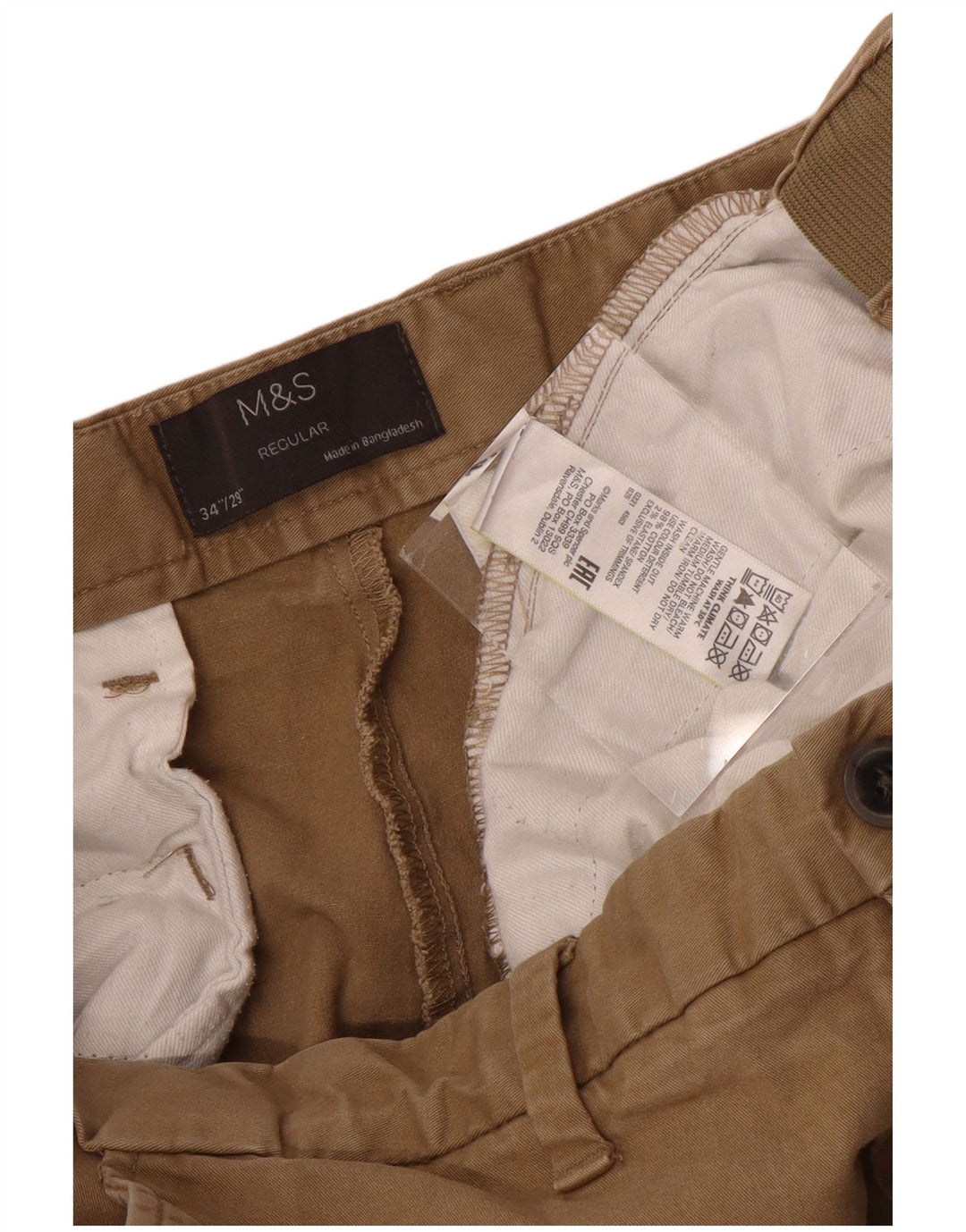 Calça Chino Regular Masculina Marks & Spencer W34 L29 Algodão Marrom