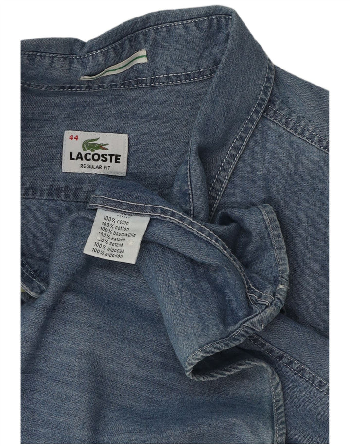 Camisa jeans masculina Lacoste Regular Fit tamanho 44 XL azul algodão