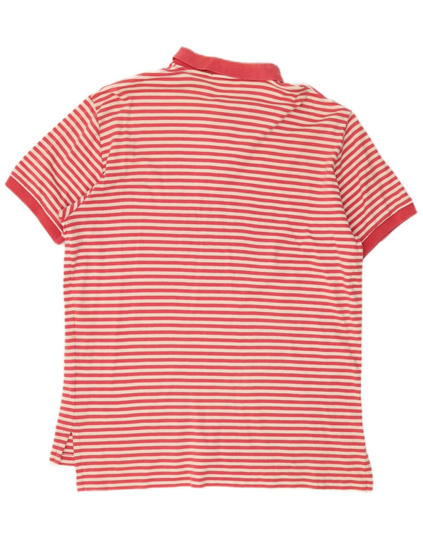 Polo Ralph Lauren Camisa masculina grande listrada vermelha de algodão