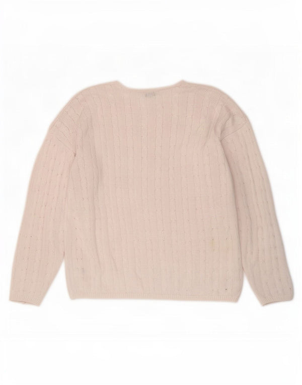 Suéter feminino Marks & Spencer com gola canoa Reino Unido 16 grande algodão rosa