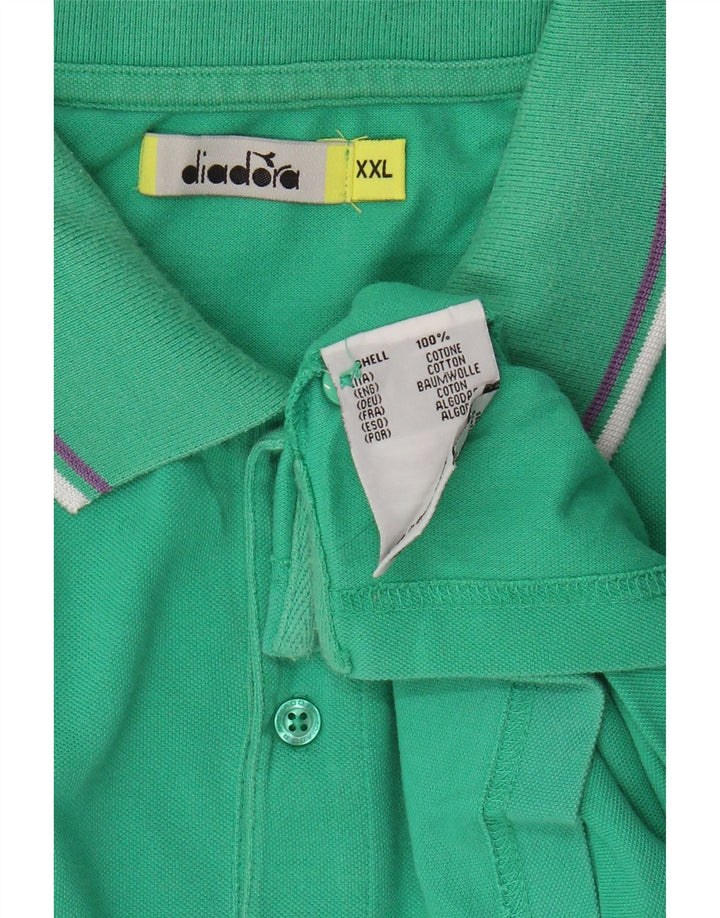 DIADORA Mens Polo Shirt 2XL Green Cotton Vintage Diadora and Second-Hand Diadora from Messina Hembry 