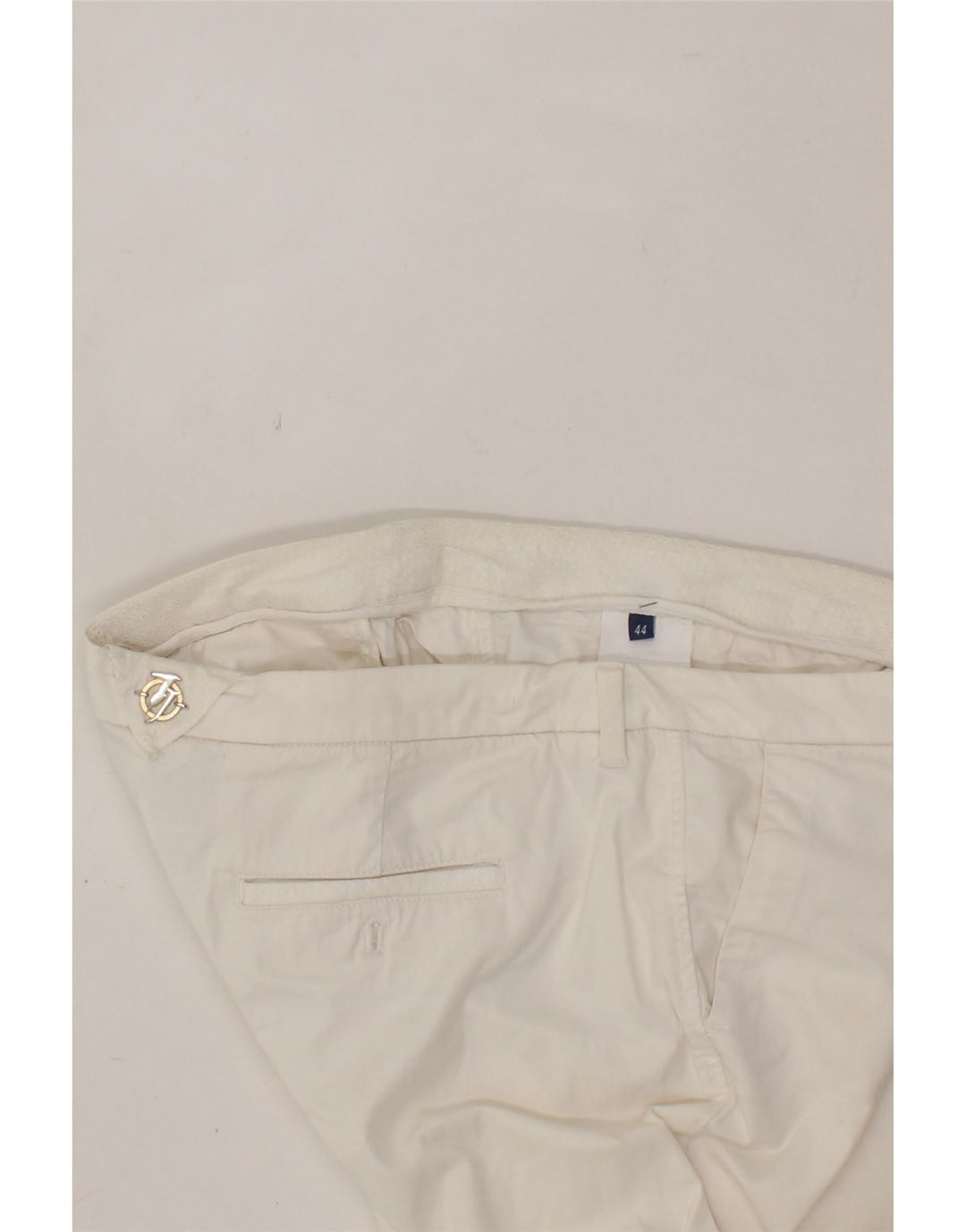 TRUSSARDI Womens Slim Chino Trousers IT 44 Medium W30 L28 White Cotton Vintage Trussardi and Second-Hand Trussardi from Messina Hembry 
