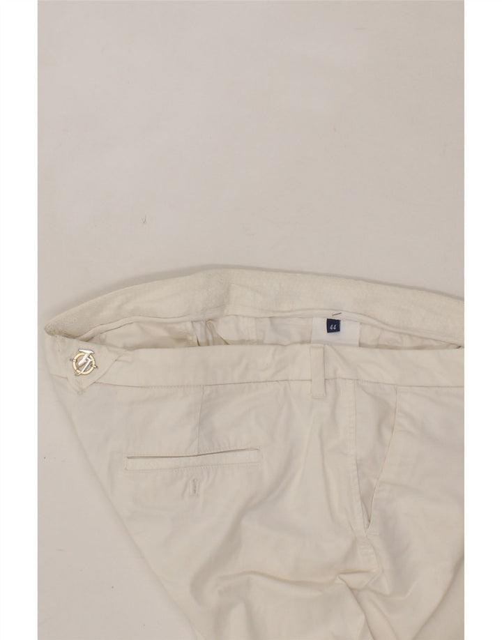 TRUSSARDI Womens Slim Chino Trousers IT 44 Medium W30 L28 White Cotton Vintage Trussardi and Second-Hand Trussardi from Messina Hembry 
