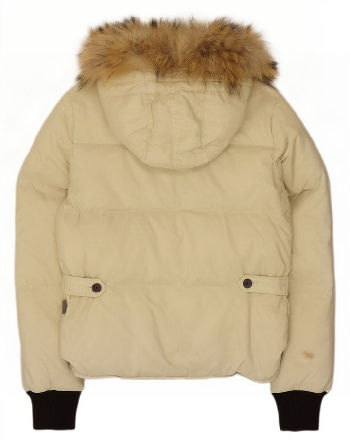 Jaqueta acolchoada com capuz feminino Sergio Tacchini IT 42 Medium Beige Colourblock