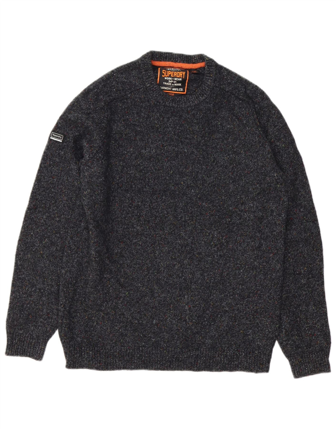 Suéter masculino Superdry com gola redonda e lã manchada cinza grande