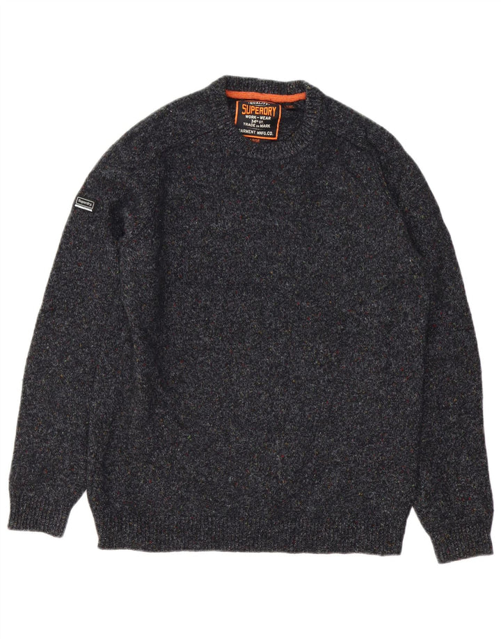 Suéter masculino Superdry com gola redonda e lã manchada cinza grande