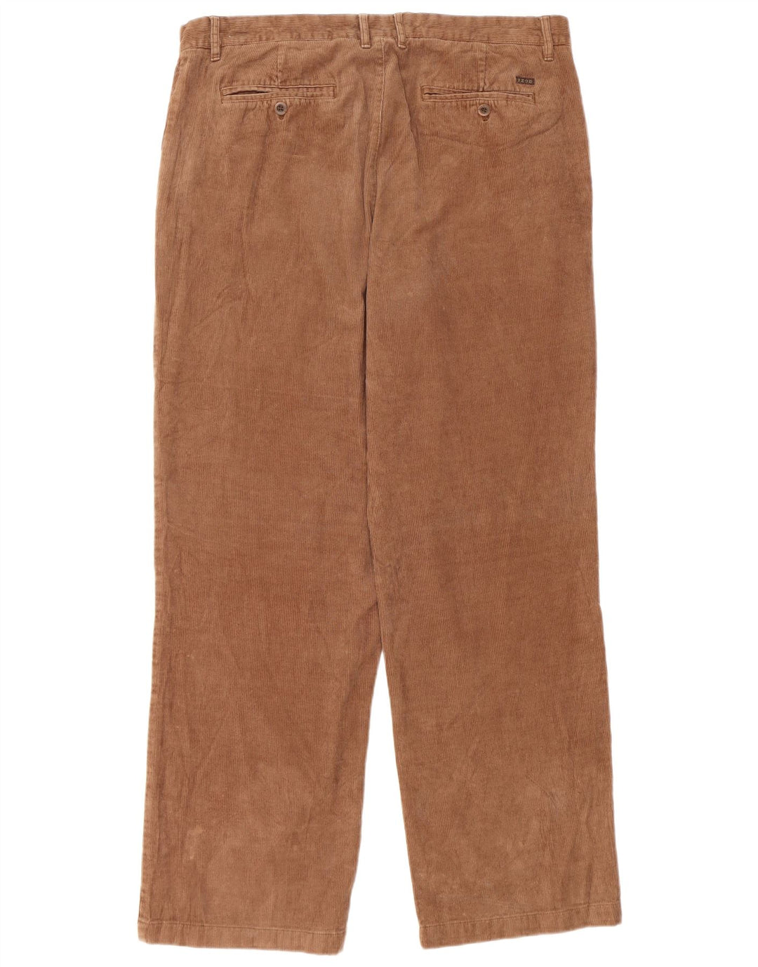 Calça masculina reta de veludo IZOD W38 L34 algodão marrom