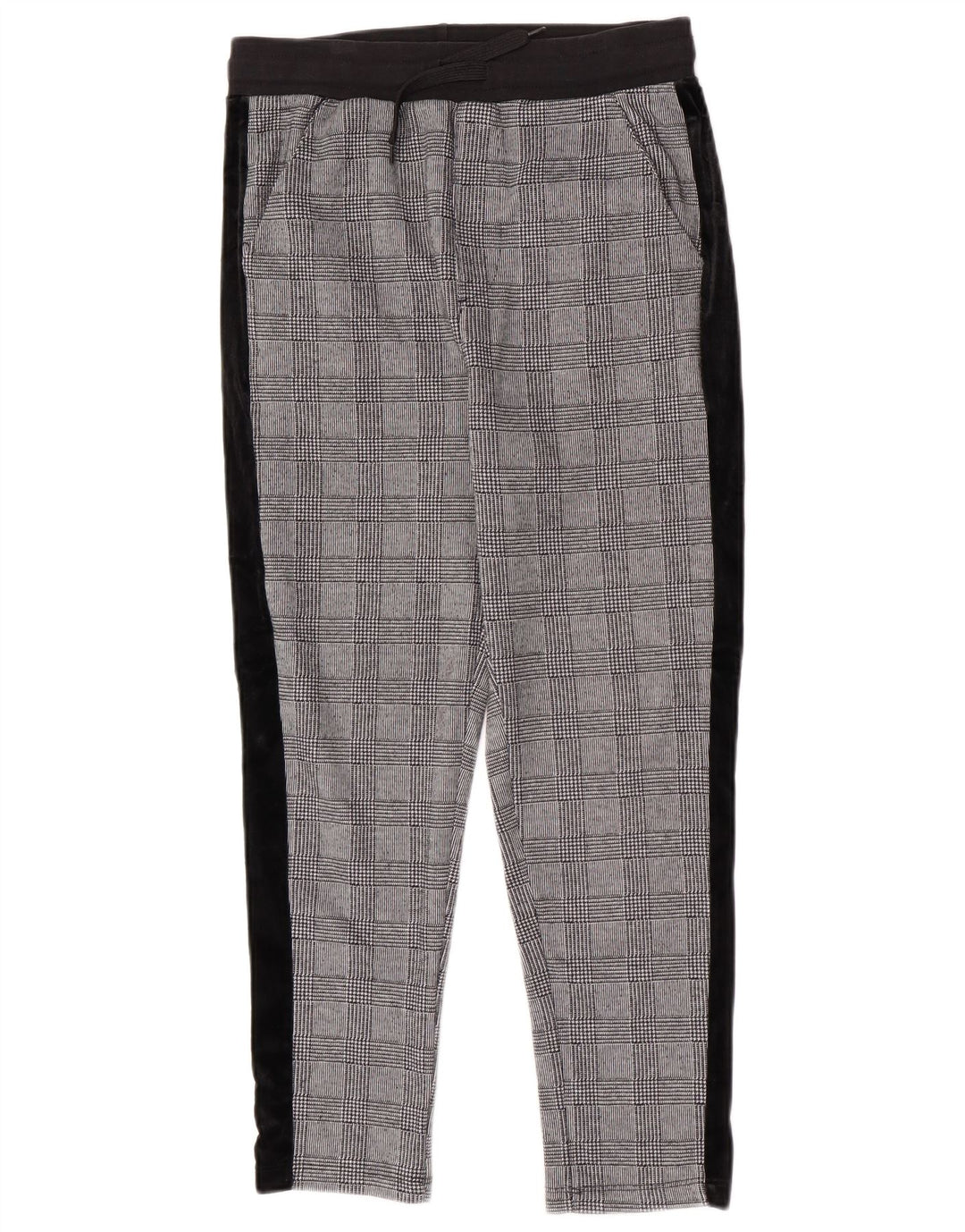 Zara Calça masculina slim cortada média W31 L25 cinza houndstooth poliéster