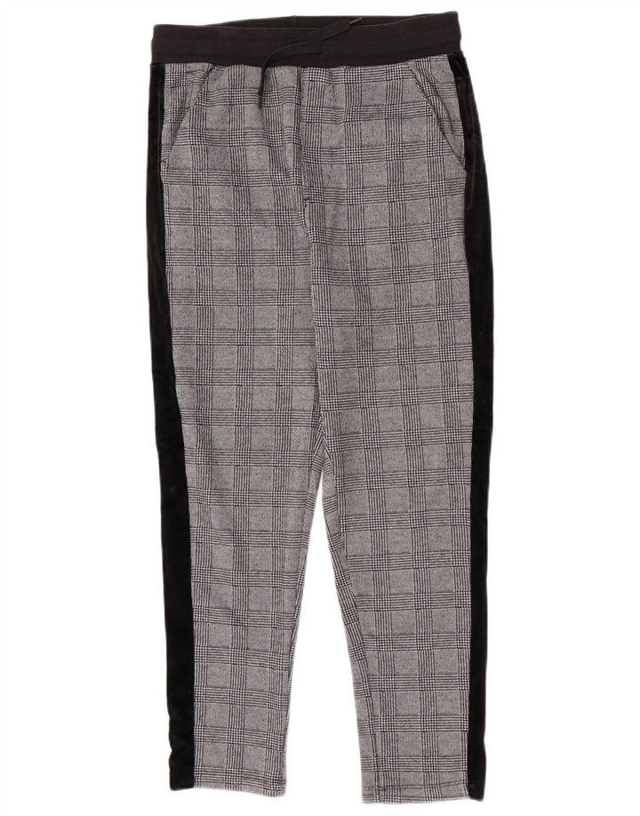 Zara Calça masculina slim cortada média W31 L25 cinza houndstooth poliéster