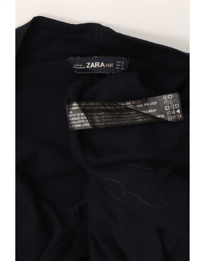 Zara Suéter feminino oversized longline aberto cardigan Reino Unido 10 pequeno azul marinho