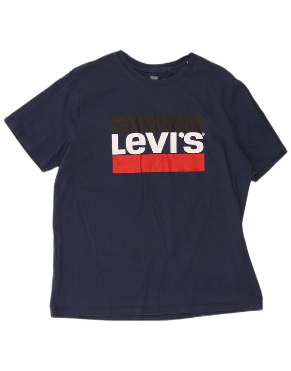 Camiseta feminina gráfica Levi's Top UK 16 grande algodão azul marinho