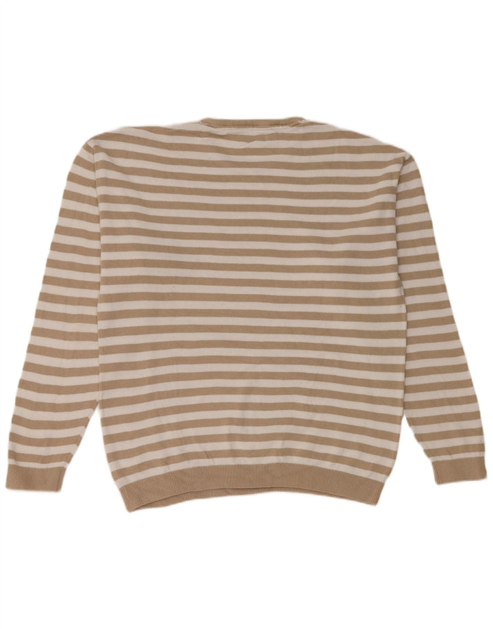 Suéter masculino Jack & Jones com gola redonda listrado bege médio