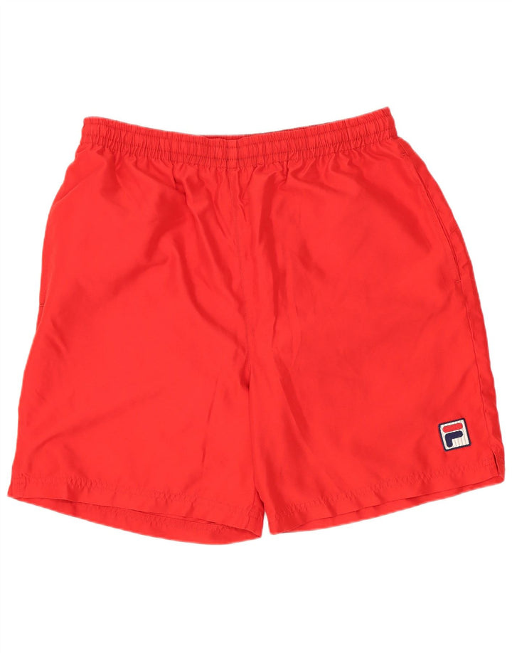 Shorts esportivos masculinos FILA White Line poliéster vermelho médio