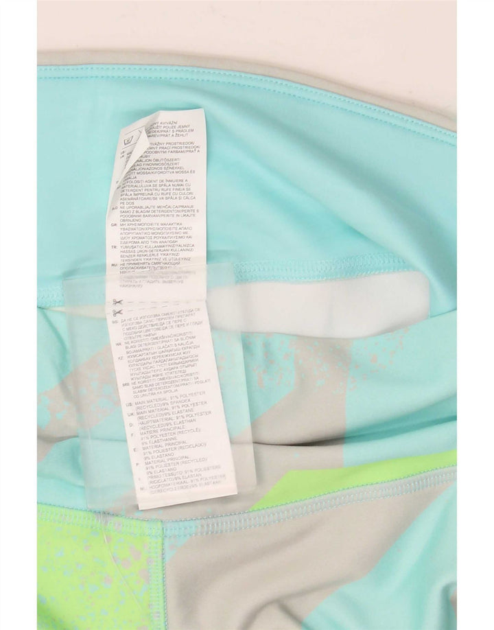 Leggings Capri Mulher Reebok UK 12/14 Poliéster Geométrico Turquesa Médio