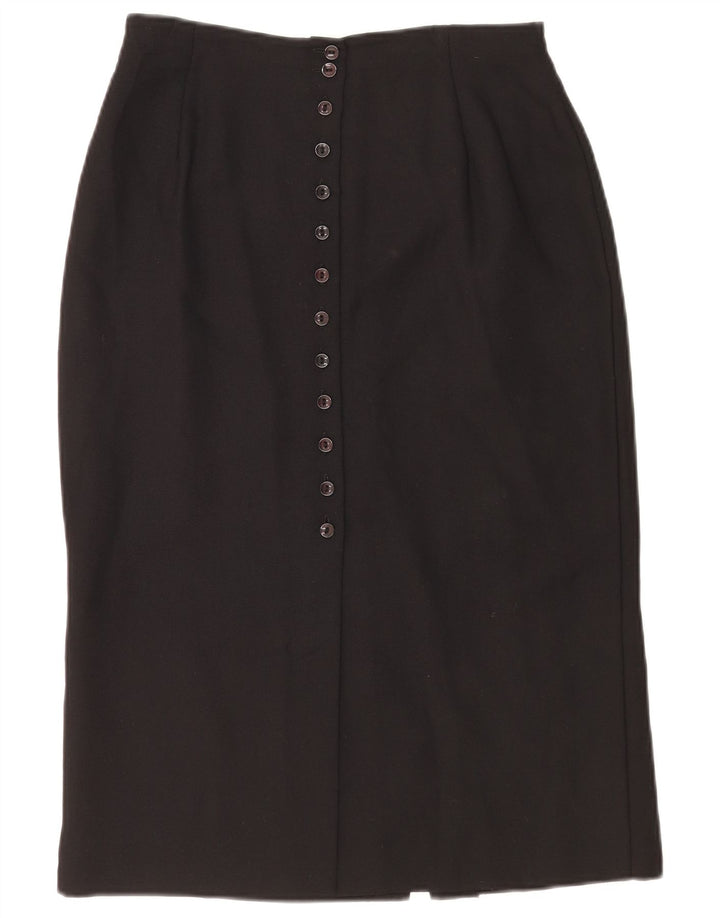 Saia lápis feminina Marks & Spencer UK 14 médio W28 poliéster preto