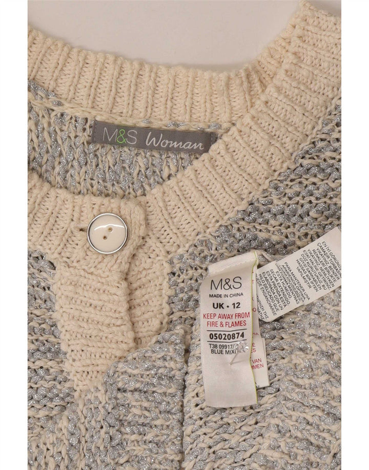 Suéter cardigã feminino Marks & Spencer Reino Unido 12 médio prateado manchado