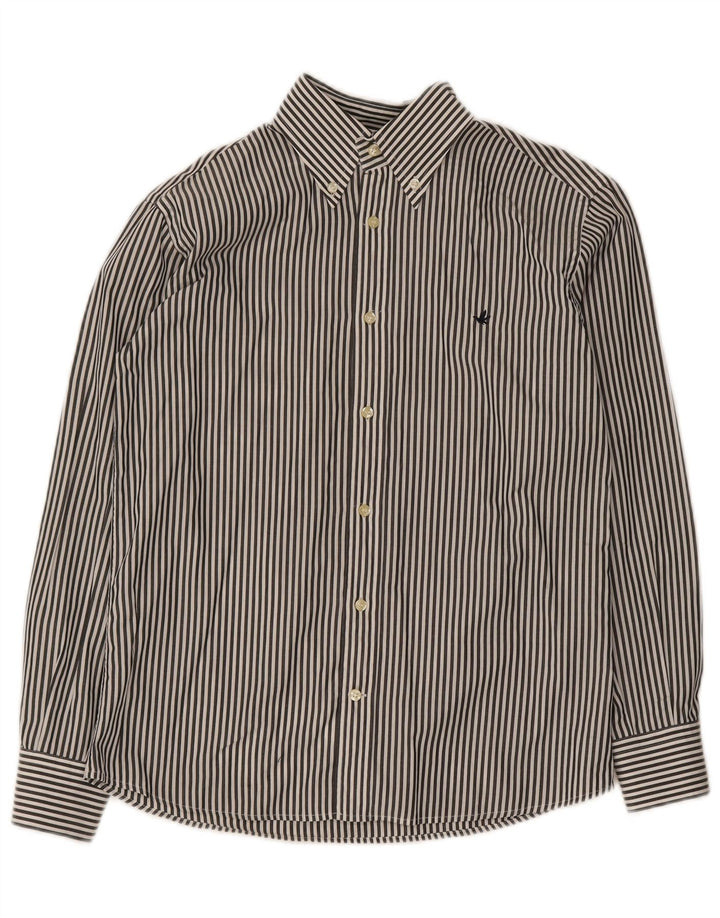 Camisa masculina Brooksfield 13-14 anos preta listrada