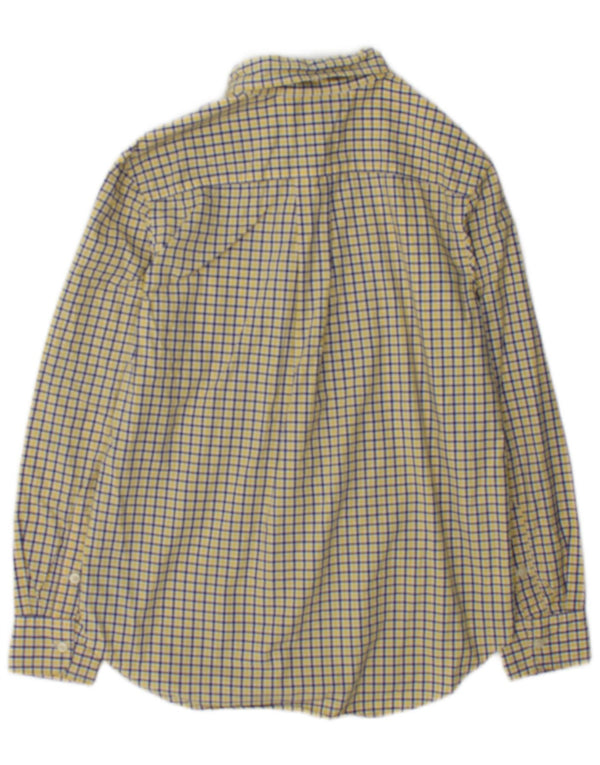 Ralph Lauren Camisa masculina 10-11 anos algodão xadrez amarelo médio