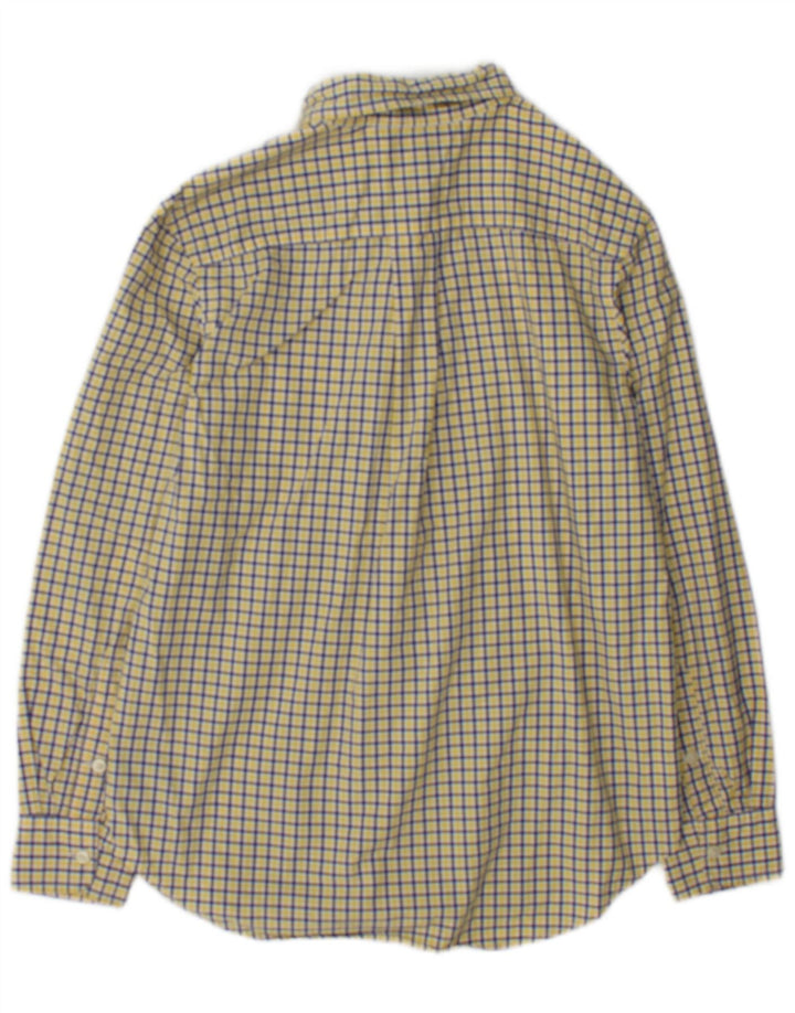 Ralph Lauren Camisa masculina 10-11 anos algodão xadrez amarelo médio
