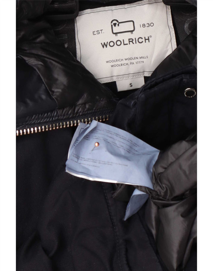 Jaqueta feminina acolchoada com capuz Woolrich Reino Unido 10 algodão azul marinho pequeno